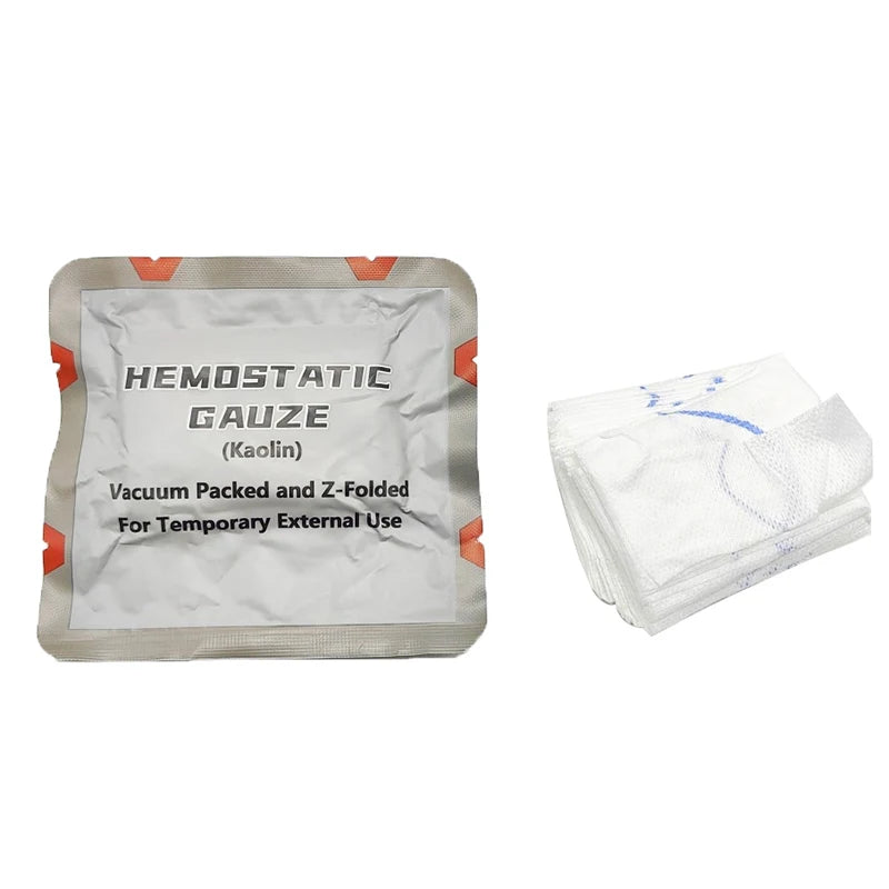 Hemostatic Kaolin Gauze Emergency Trauma Z-Fold Soluble For Ifak Tactical Military First Aid Kit Medical Wound Dressing