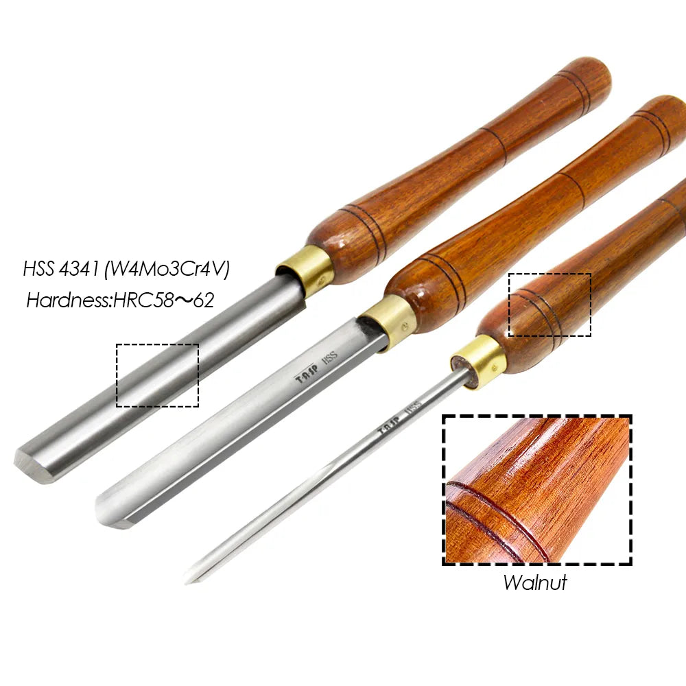 TASP HSS Roughing Spindle Gouge Woodturning Tools 25 & 22mm Woodworking Turning Chisels with Walnut Handle for Lathe