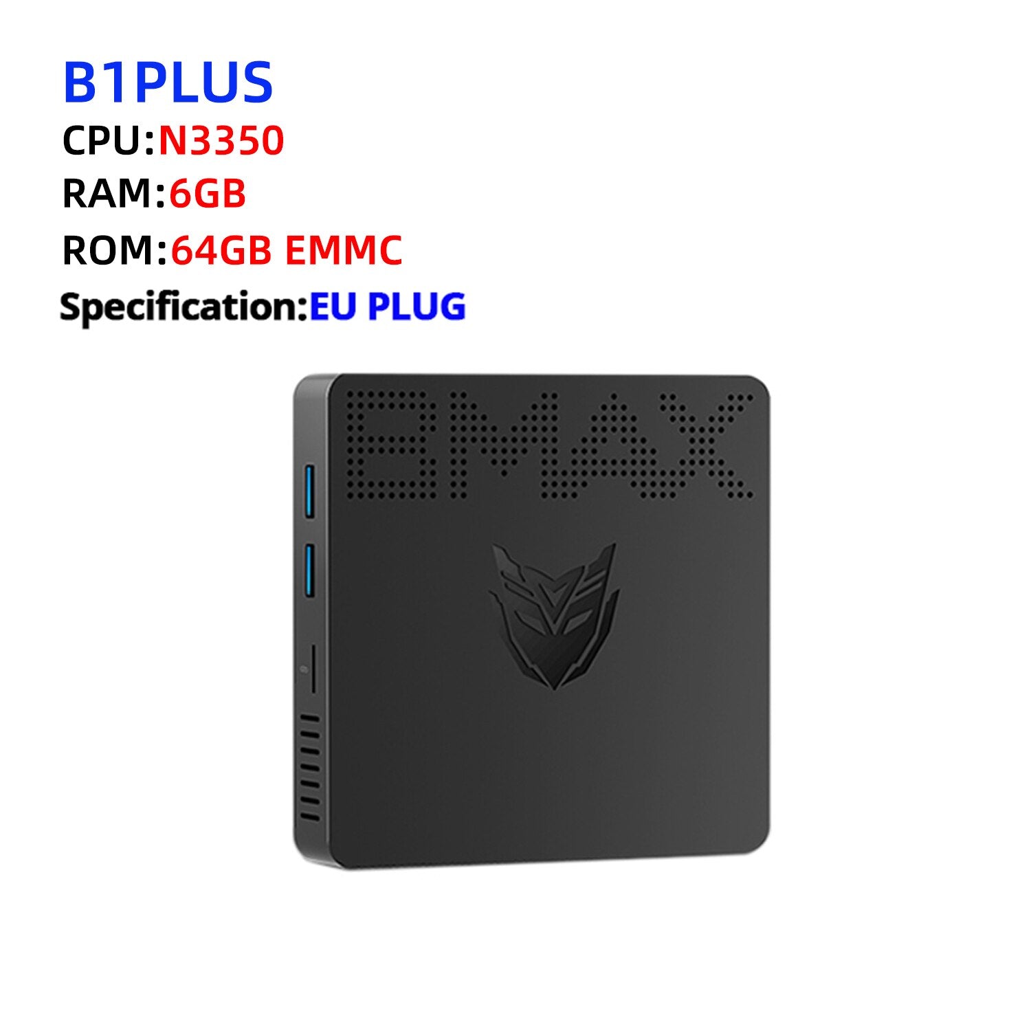 BMAX B1 Plus Mini PC Intel Celeron N3350 Processor Windows 10 Pro 4K 6GB 64GB USB HDMI BT4.0 M.2 Slot 1000M AC Wifi Mini