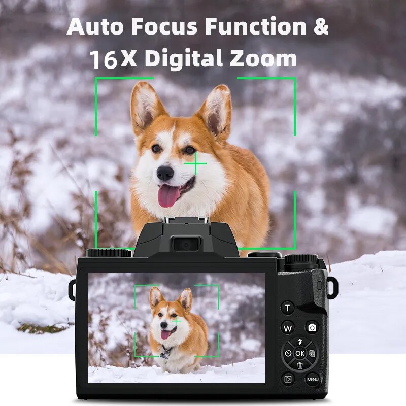 4K Youtube Vlog Camcorder 64MP HD Digital Video SLR DSLR Camera For Live Stream Webcam Camera 4.0" Rotate Touch Screen Auto Focu