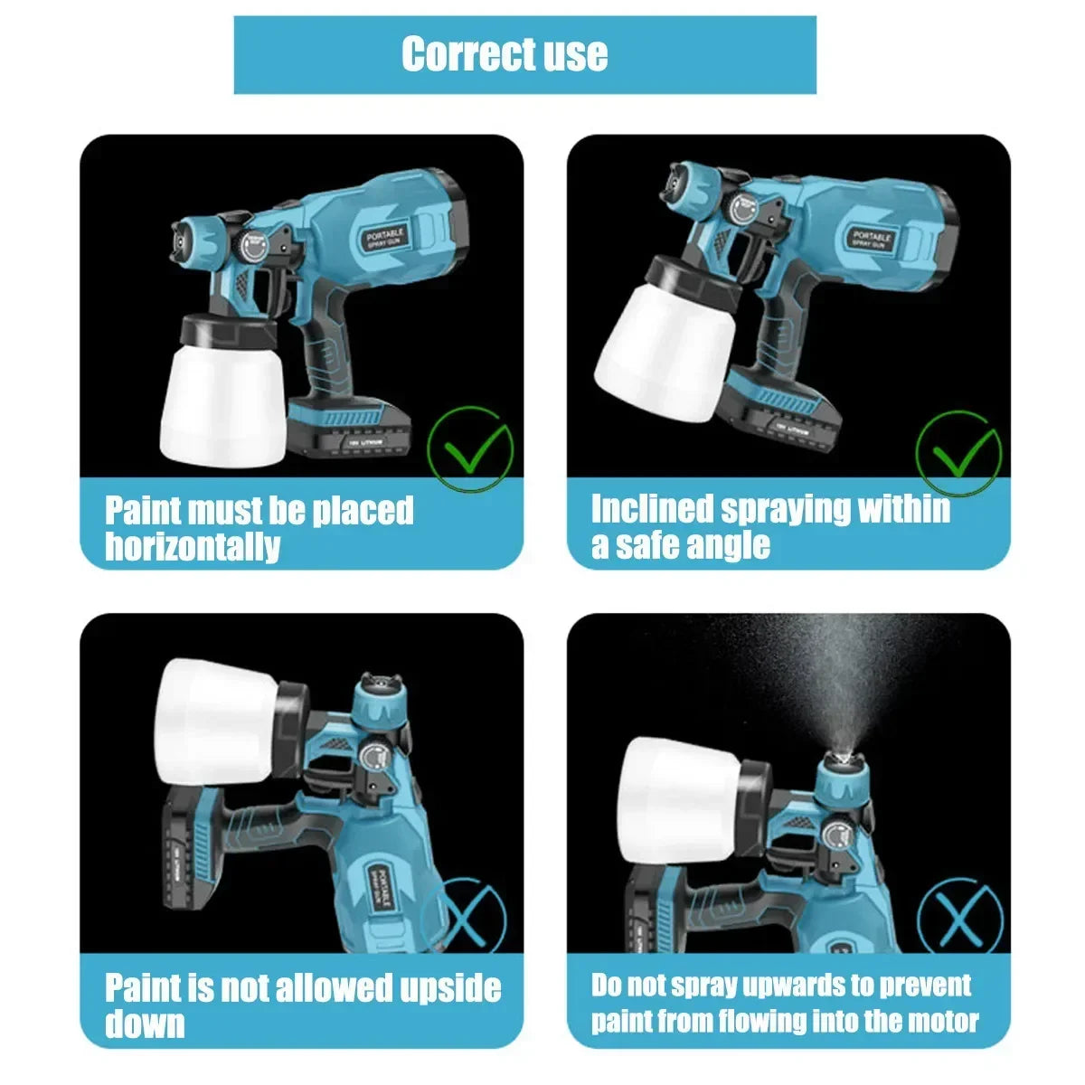 1000ML Cordless Electric Spray Gun With 3 Nozzle Flow Control Airbrush High Power Paint Sprayer Airbrush For Makita 18V Battery