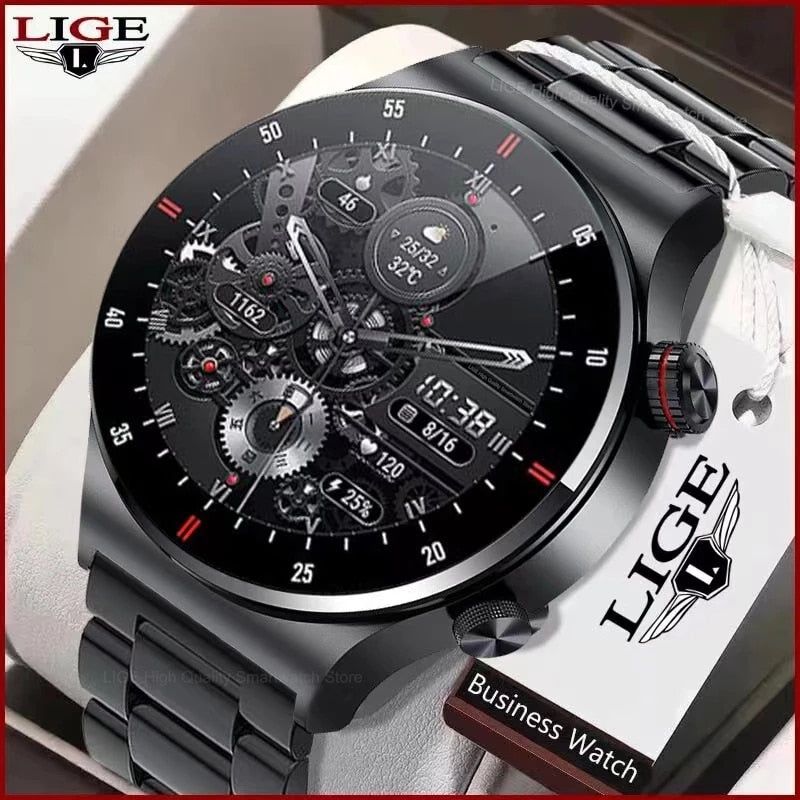 LIGE ECG+PPG Bluetooth Call Smart Watch Men 2023 Sports Bracelet NFC Waterproof Custom Watch Face Men SmartWatch For IOS Android