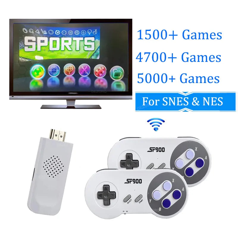 Retro Game Stick Video Game Console With 5000 Games Wireless Controller SF900 Consolas De Videojuegos for NES SNES