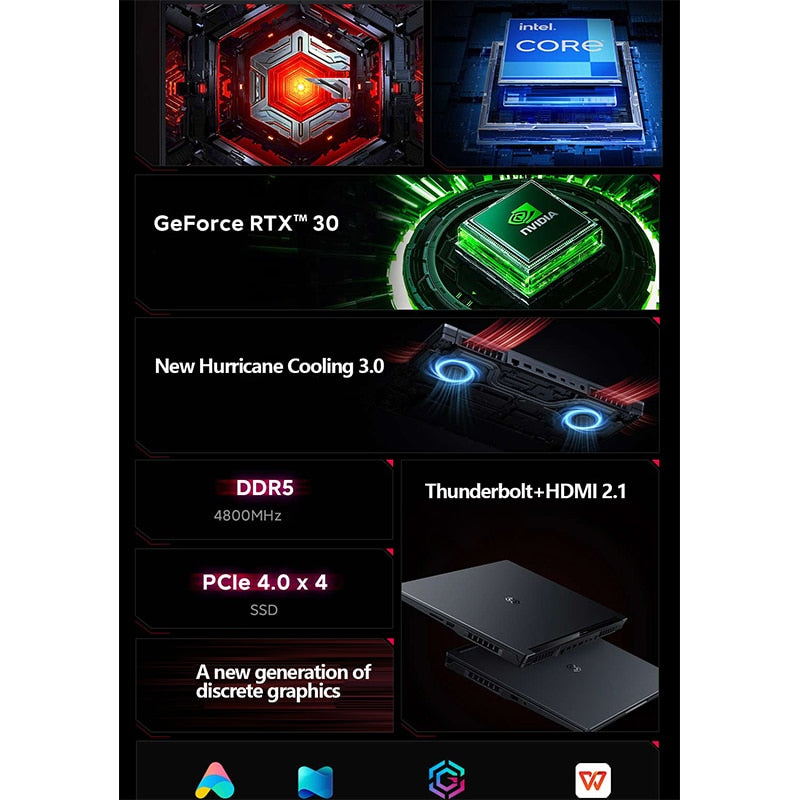 2022 Xiaomi Redmi G Game Laptop Pro Intel I9 12900H 16GB DDR4 512GB SSD RTX3070Ti Notebook 240Hz 16Inch Full HD Screen