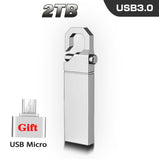 New USB 3.0 Flash Drive 2TB Disk PEN DRIVE Free Shipping 2TB Pendrive 1TB Metal 2 in 1 Adapter PEN DRIVE Waterproof Mini U Disk