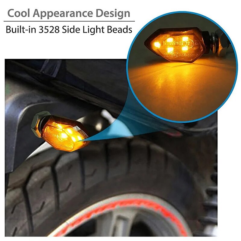 Motorcycle Turn Signals LED Light Mini Indicators Universal Light Super Bright Amber Blinker Lamp