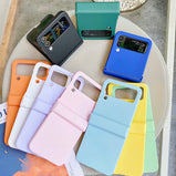 For Samsung Galaxy Z Flip3/4 5G Phone Case Macaron Color Silicone Foldable Soft-Touch Back Protective Cover for SamsungZ Flip3 4