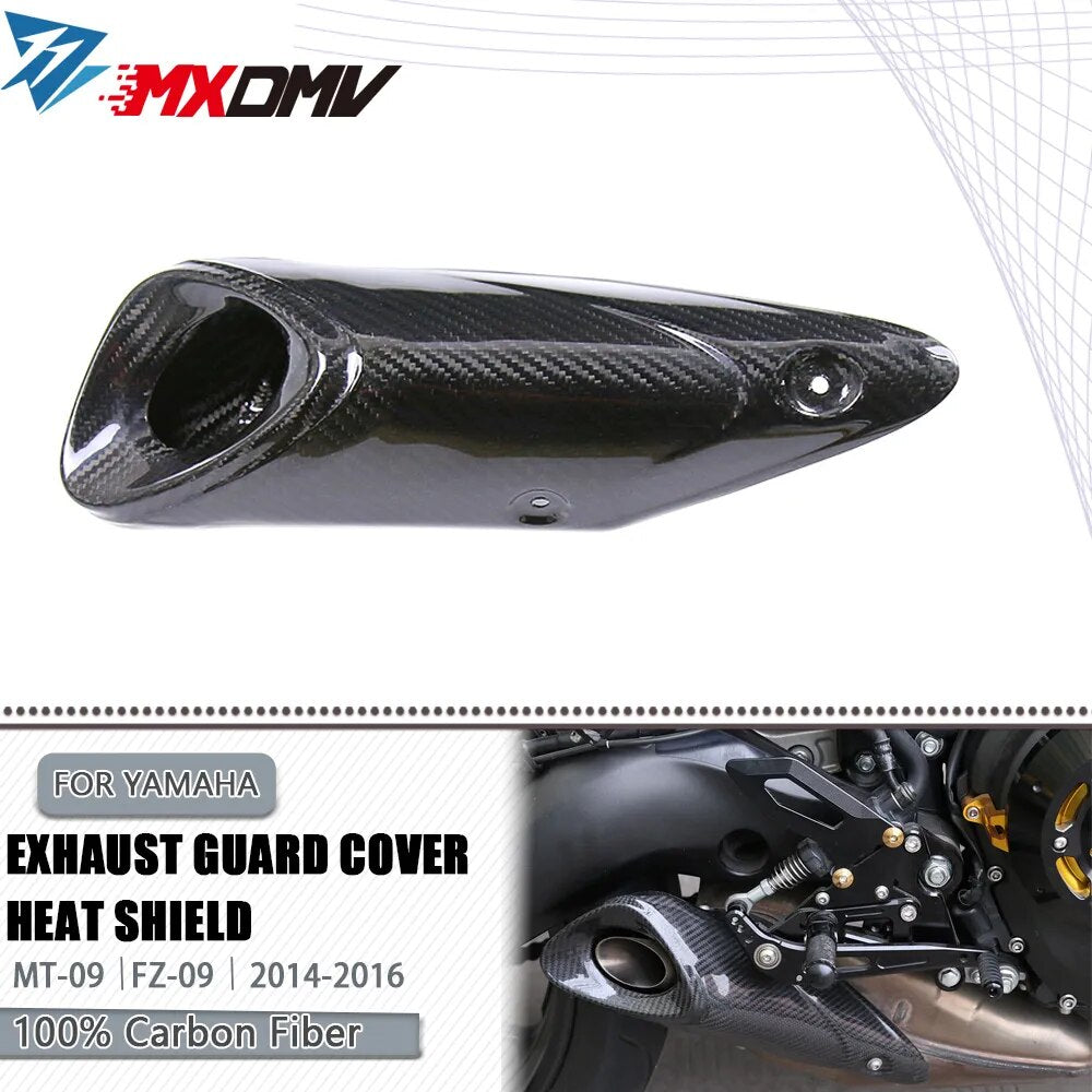 3K Carbon Fiber Motorcycle Exhaust System Muffler Escape Heat Shield Guard Cover For Yamaha MT09 MT 09 MT-09 FZ-09 2013-2016