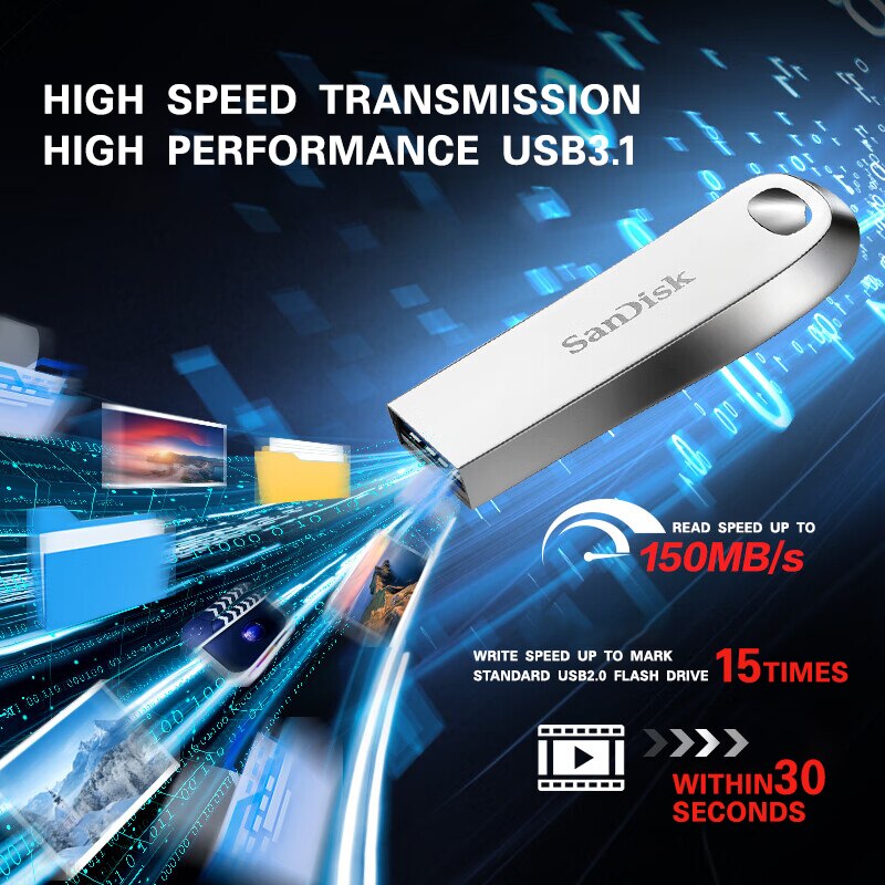 Sandiskf Ficial Genuine Full Metal USB Flash Drive Large Capacity Encryption USB3.1 Computer High Speed USB Flash Drive Cz74