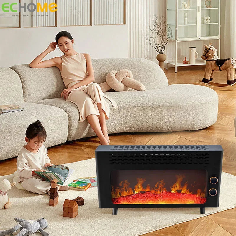 Electric Heater 3D Simulation Flame Electric Fireplace Heater Household Energy-Saving Bedroom Office Winter Warmer Air Blower