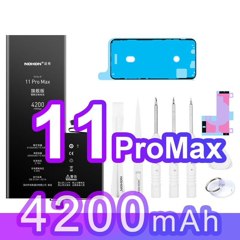 NOHON High Capacity Battery for iPhone 11 Pro Max Phone Bateria for iPhone 12 13 X XR XS Max SE 2020 SE2 6 6S 7 8 Plus