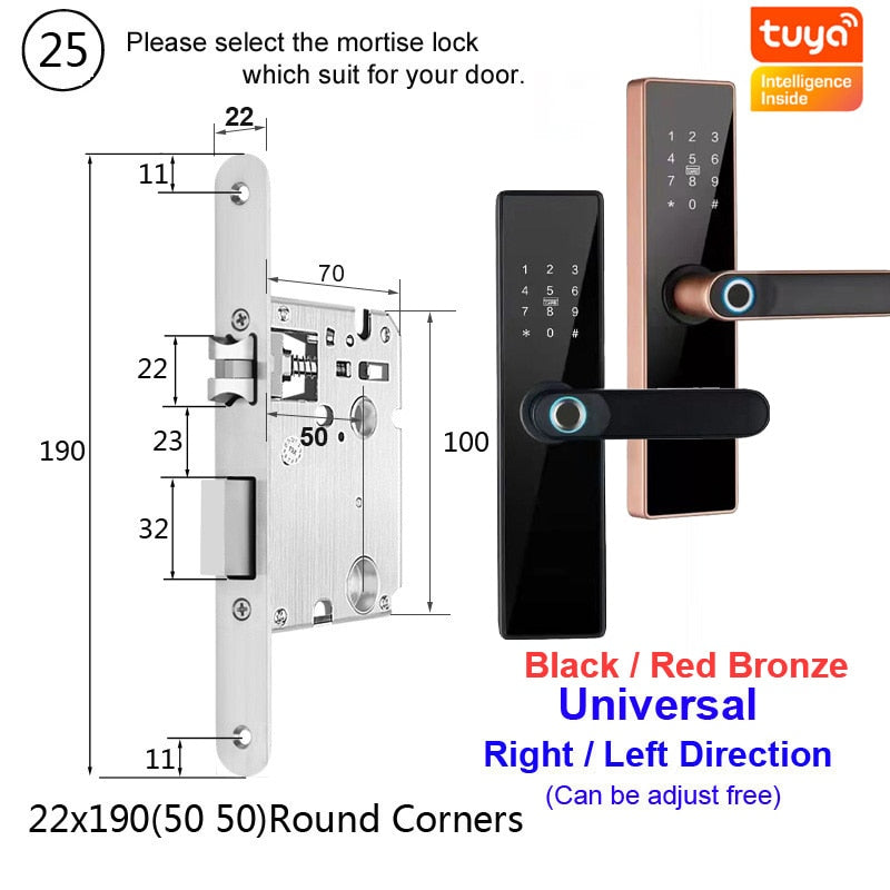 NEW RAYKUBE H4 Tuya Electronic Lock Wifi Smart Door Lock Fingerprint Lock Password IC Card Key USB Charge For Smart Home