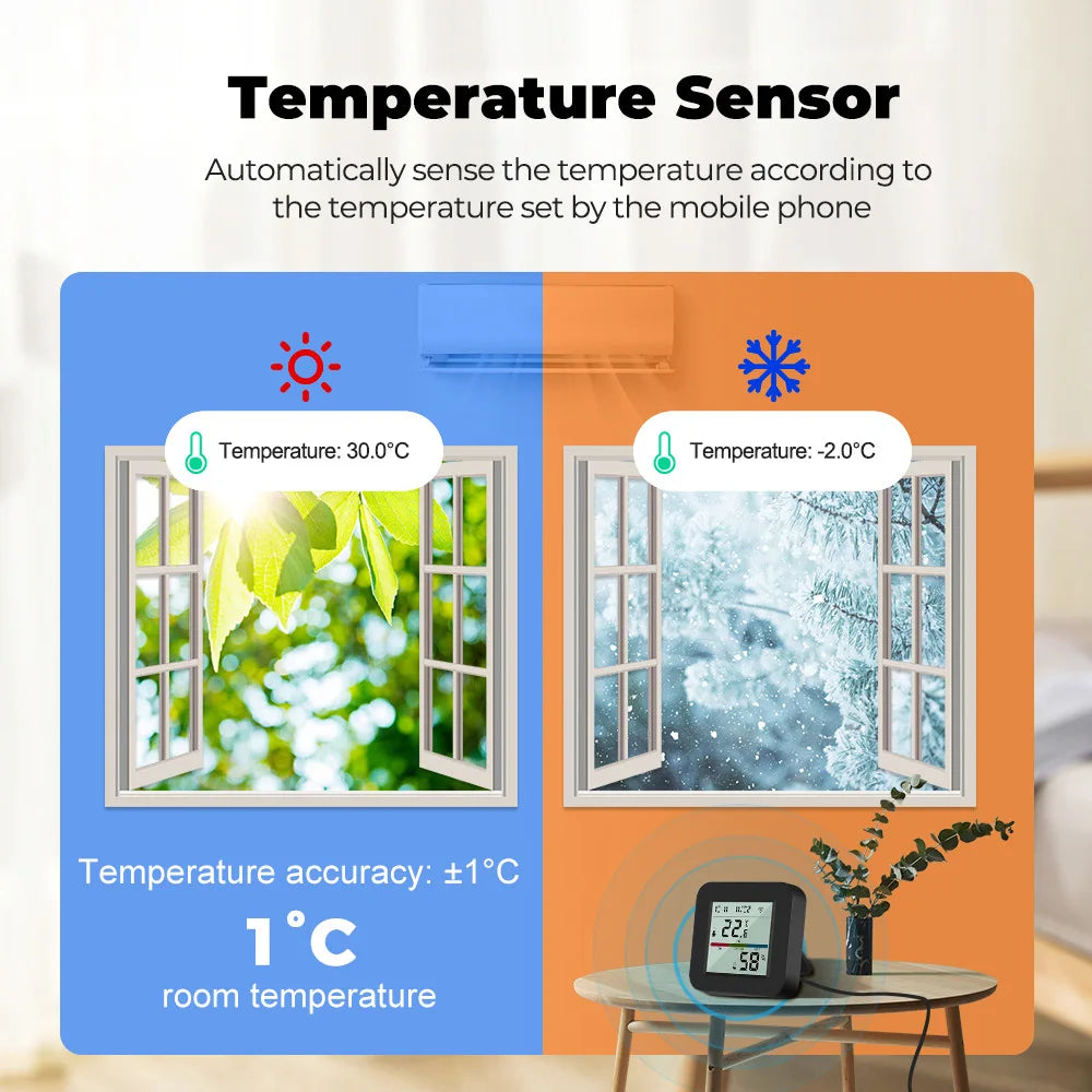 Tuya Smart Wifi Temperature and Humidity Sensor With Infrared Remote Control Smart Life Work with Alexa Google Home Yandex Alice