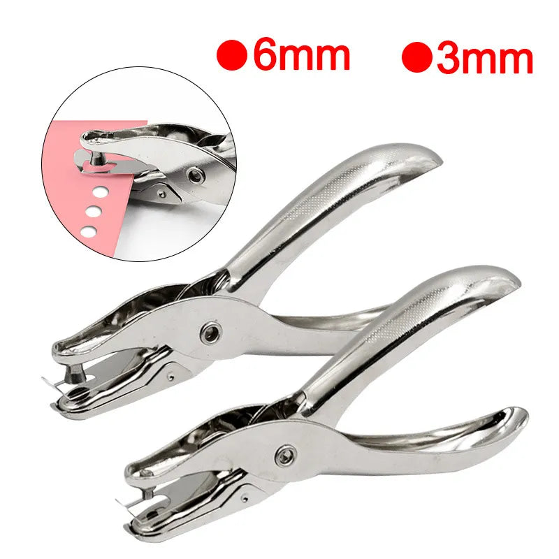 Single Hole Puncher Metal 3mm/6mm Pore Diameter Punch Pliers Hand Paper Scrapbooking Punches