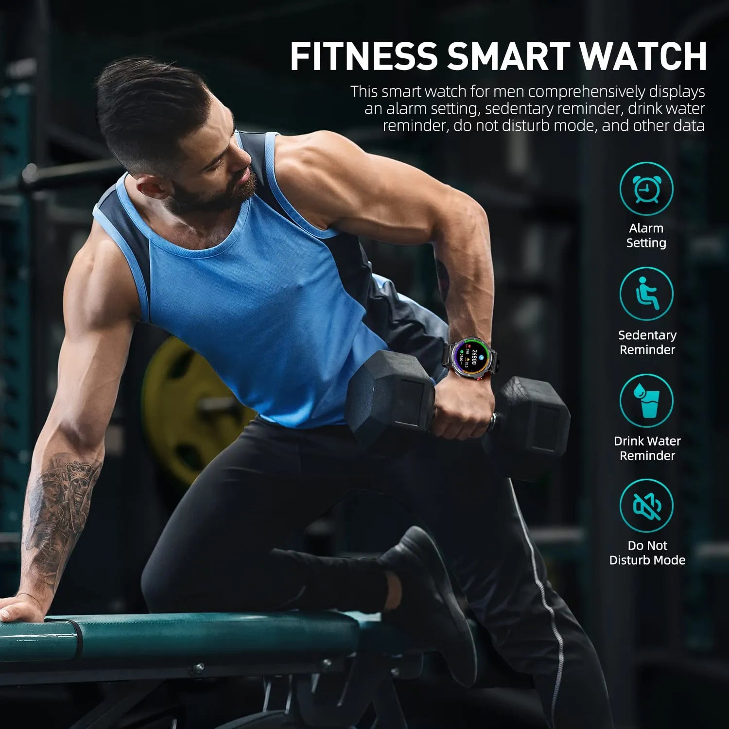 Lenovo New 4G ROM 1G RAM Smart Watch 1.6 inch 400mAh Sport Fitness Watches Men Bluetooth Call 3ATM Waterproof Smartwatch 2023