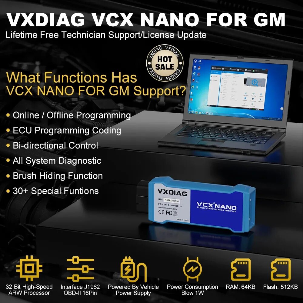 VXDIAG NANO NX600Pro for GM USB WiFi Code Reader Car OBD2 Diagnostic Tool J2534 Programming ECU Coding for Opel Buick Chevrolet