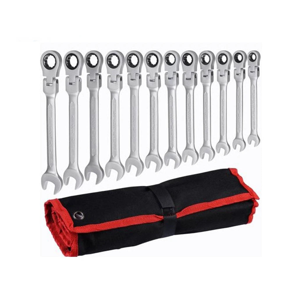 Flex Head Ratcheting Wrench Set Combination Ended Spanner kits Chrome Vanadium Steel Hand Tools Socket Key Car Repair Tools