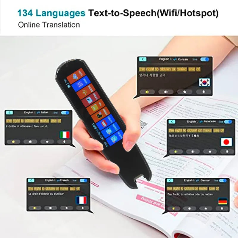 2023 Smart Voice Translator 134 Languages Offline WIFI Scan Translation Pen Scanning Translation Pen For Business Travel Abroad