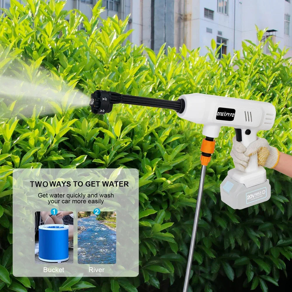 10M Pipe 60Bar Wireless High Pressure Cleaner Washer Spray Water Gun Car Wash Pressure Cleaning Battery Machine Without Battery