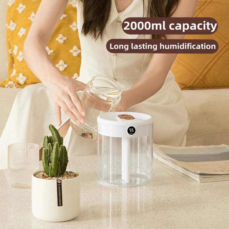 Xiaomi 2L Double Nozzle Air Humidifier with LCD Humidity Display Large Capacity Aroma Essential Oil Diffuser for Home Bedroom
