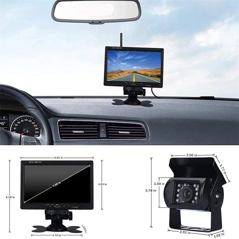 7Inch Monitor Wireless Rear View Backup Camera Night Vision System for Car RV Truck Bus Waterproof Backup Reverse Camera