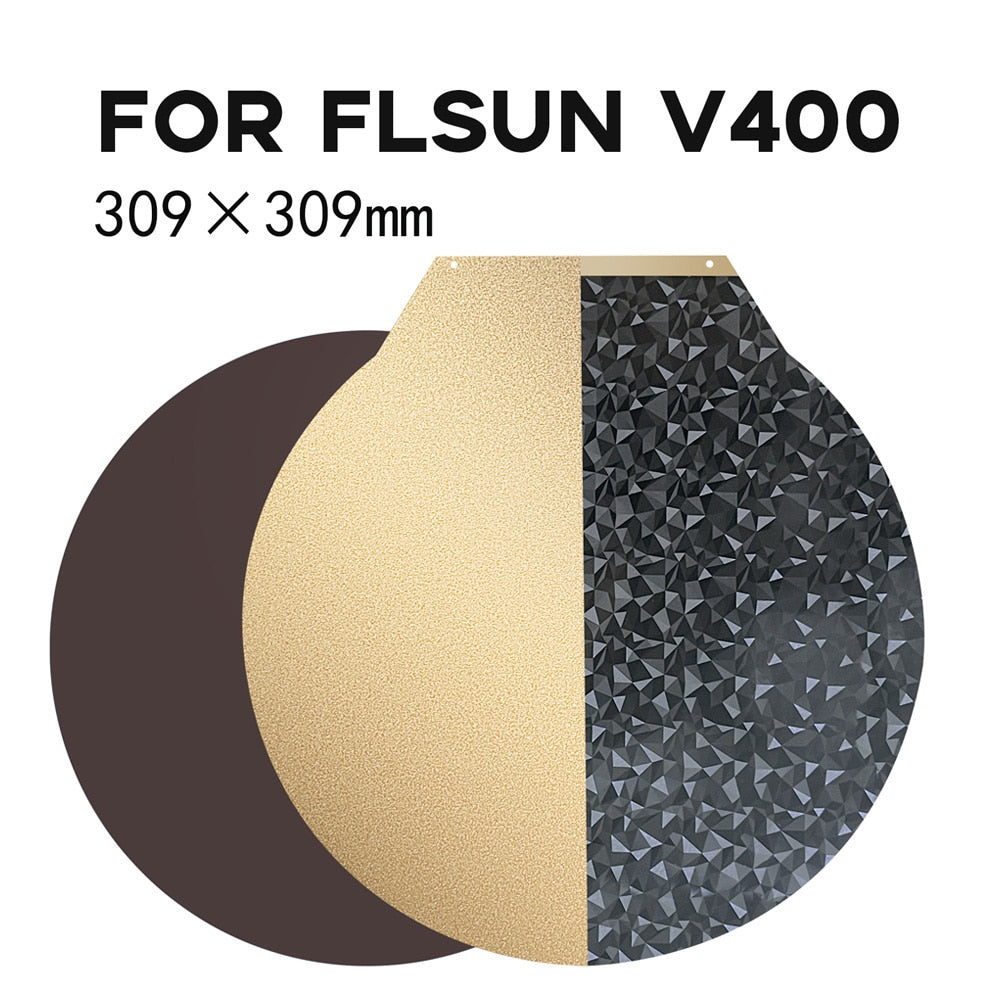 For Flsun V400 3D Printer Build Plate Round Dia 309mm Textured PEI / New Smooth PEO Magnetic Spring Steel Flex Bed PEO PEI Sheet