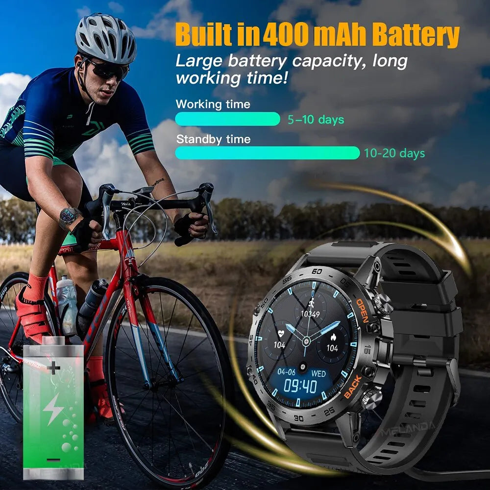 MELANDA Steel 1.39" Bluetooth Call Smart Watch Men Sports Fitness Watches IP68 Waterproof Smartwatch for Xiaomi Android IOS K52