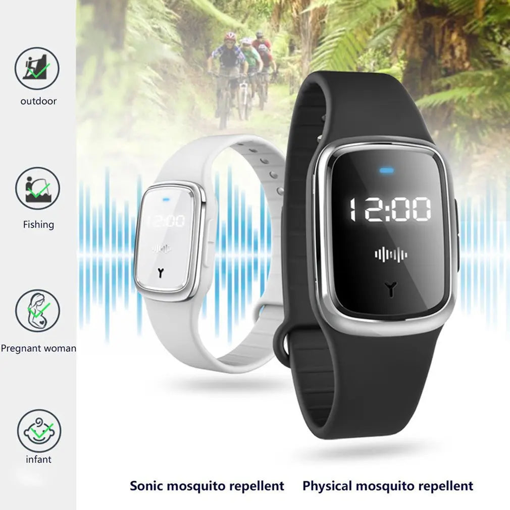 M2 Outdoor Portable Ultrasonic Mosquito Repellent Pest Insect Repellent Wrist Watch Anti-mosquito Watch Electronic Clock