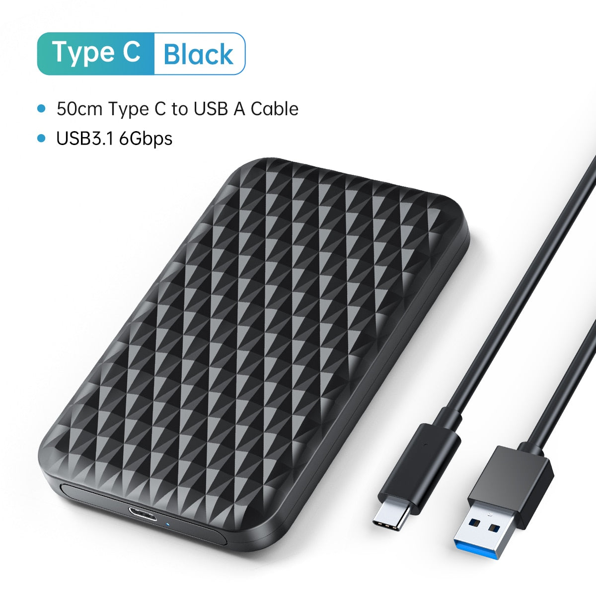 ORICO USB3.1 6Gbps HDD Enclosure SATA to Type-C HDD SSD Hard Drive Enclosure Support UASP for 7~9.5mm 2.5 Inch SSD/HDD