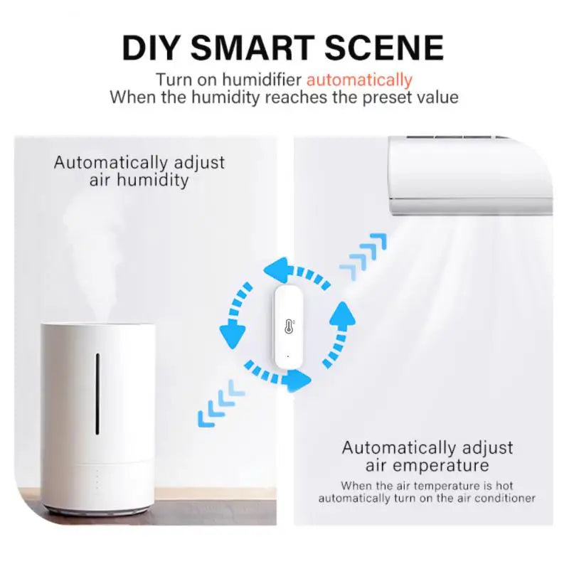 1/2PCS Tuya WiFi/ZigBee Smart Temperature Humidity Sensor Smart Home Temperature Sensors Works With Alexa Assistant Smart