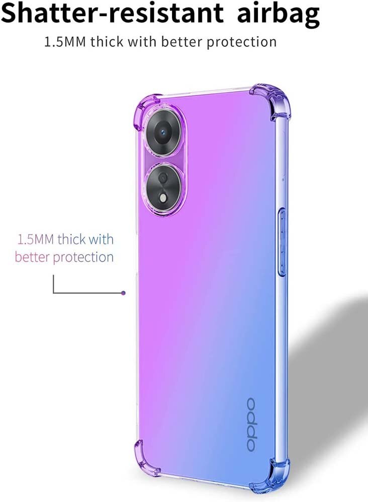 Phone Case for Oppo A78 5G A16 A16s A54s A96 4G A76 4G A94 5G A72 A52 Clear Gradient Anti Scratch Flexible TPU Shockproof Cover