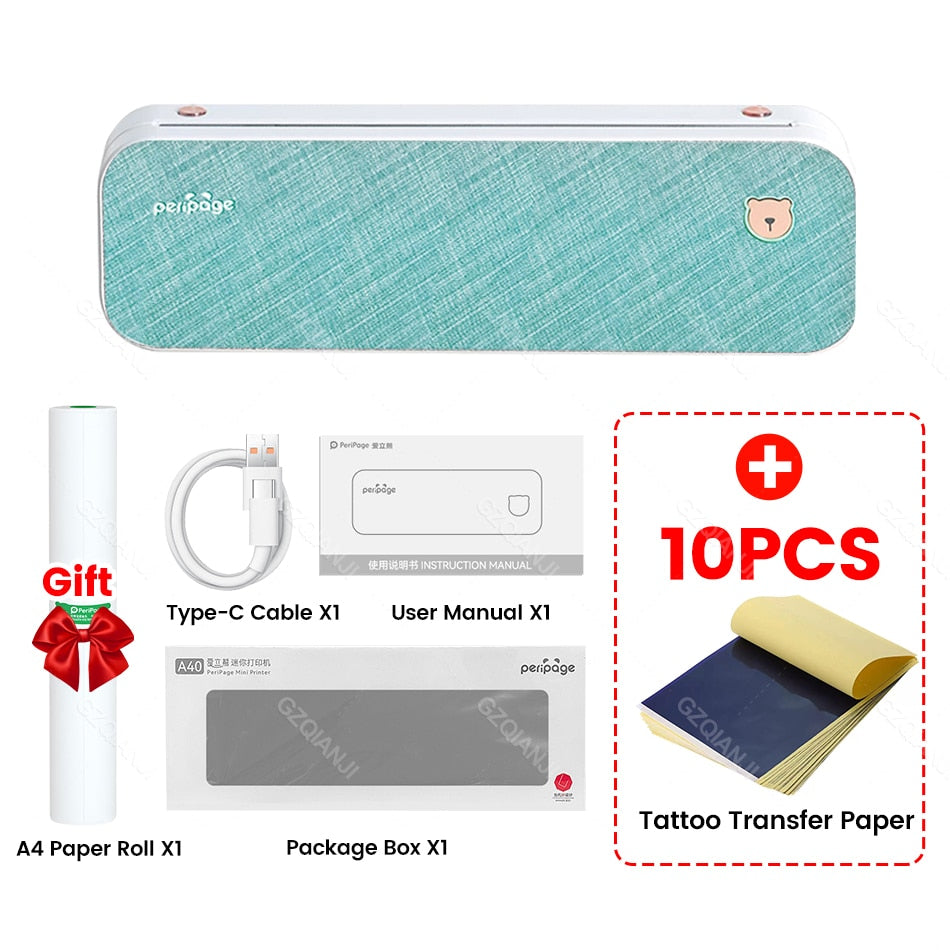 Easy Carry Wireless Portable HD Thermal Peripage A4 Printer Machine for Tattoo Stencil Transfer Printer Photo Line Copier Maker