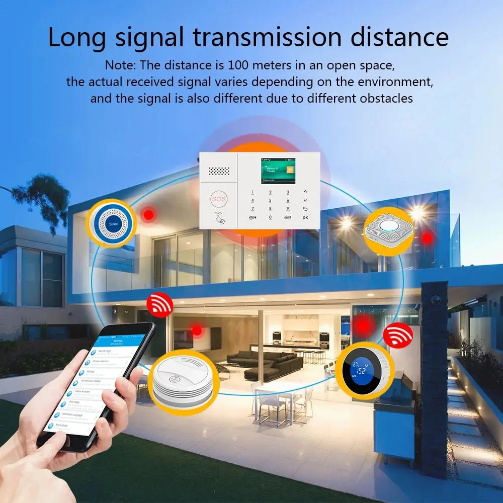 Tuya Wireless Home WIFI GSM Home Security With Motion Detector Sensor Burglar Alarm System Support Alexa & Google