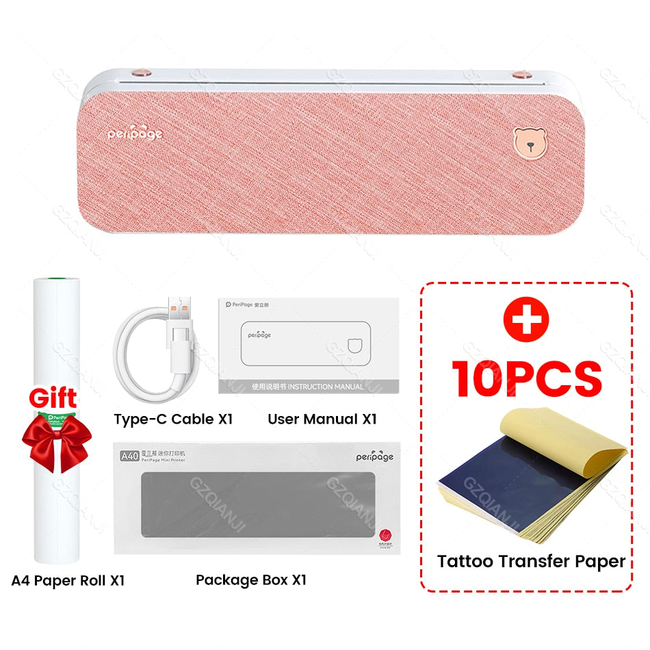Easy Carry Wireless Portable HD Thermal Peripage A4 Printer Machine for Tattoo Stencil Transfer Printer Photo Line Copier Maker