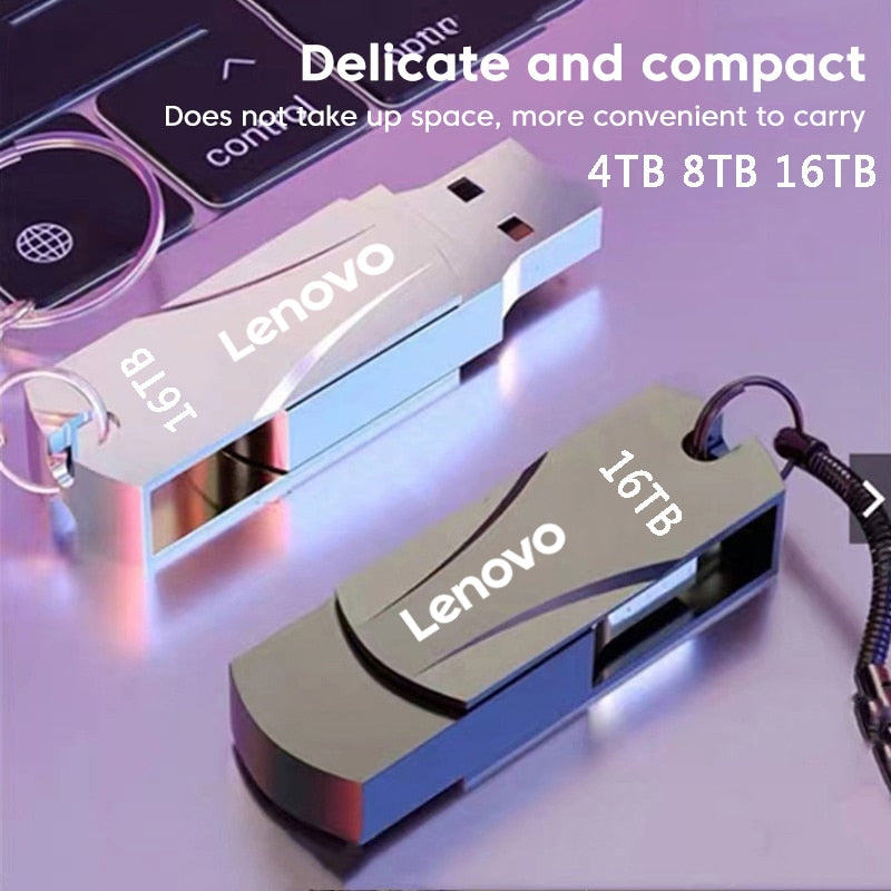 Lenovo 16TB USB 3.0 Pen Drive 8TB 4TB High Speed Transfer Metal Portable SSD Pendrive Cle U Disk Flash Drive Memoria USB Stick