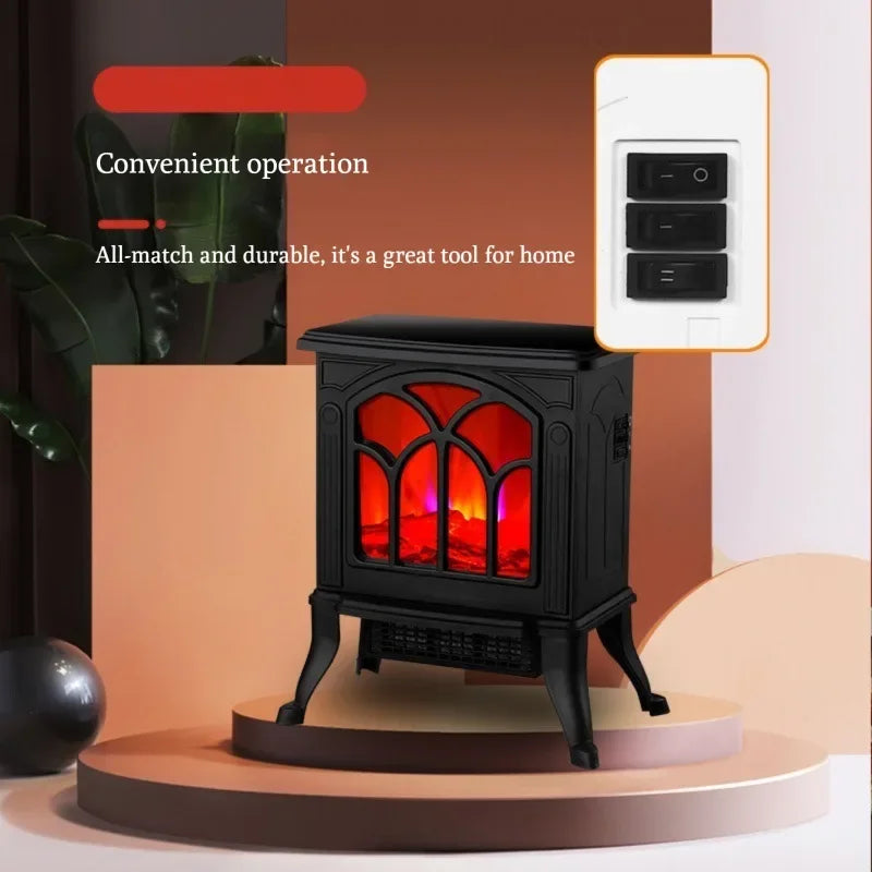 Electric Heater 3D Simulation Flame Mountain Home Office Electric Fireplace Heater Desktop Blowing Heat Warm Air Fan for Winter