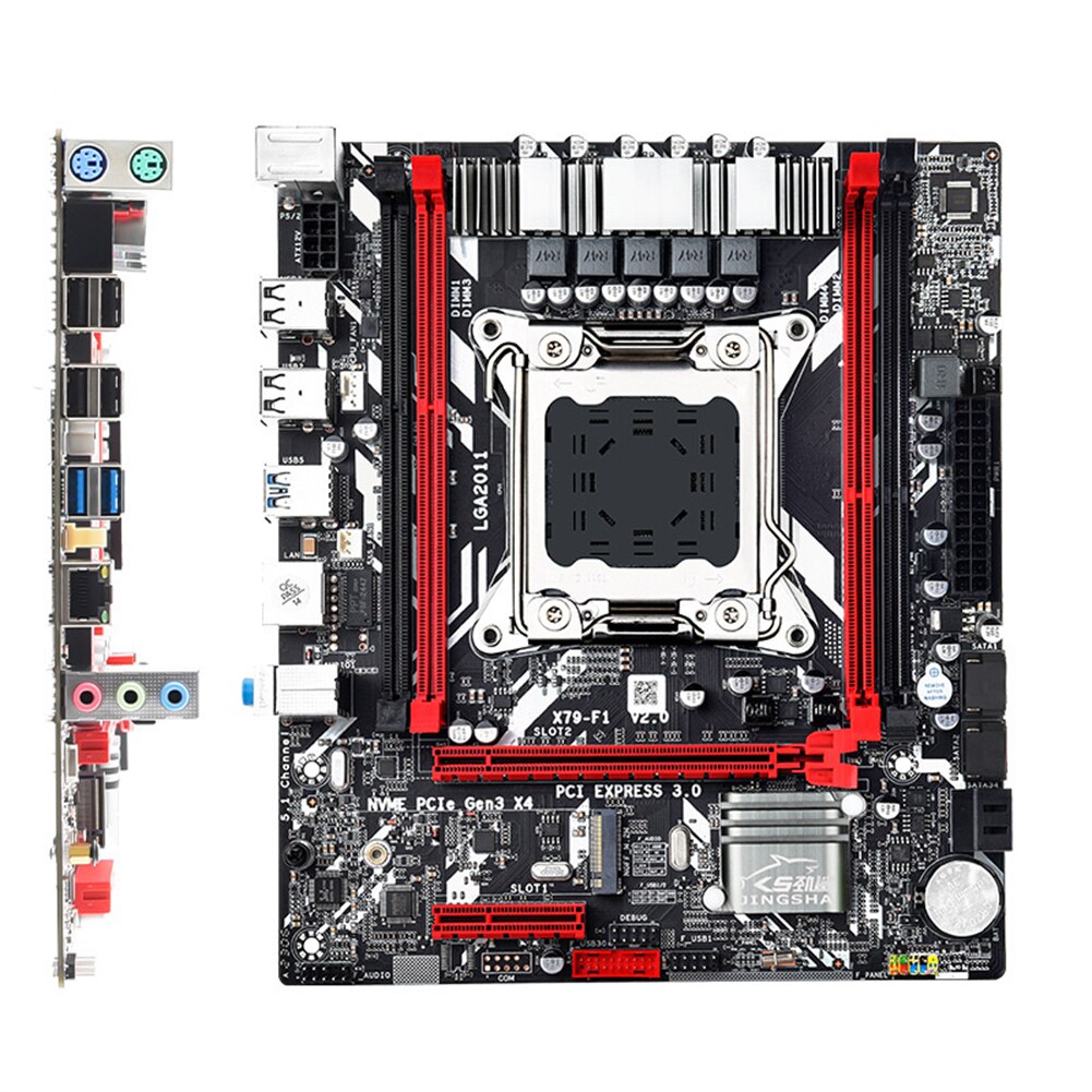 X79-F1 Desktop Motherboard with NVMe M.2 Memory Main Board 64GB USB3.0/2.0 Gaming Mainboard for LGA2011 Pin DDR3 Memory M.2