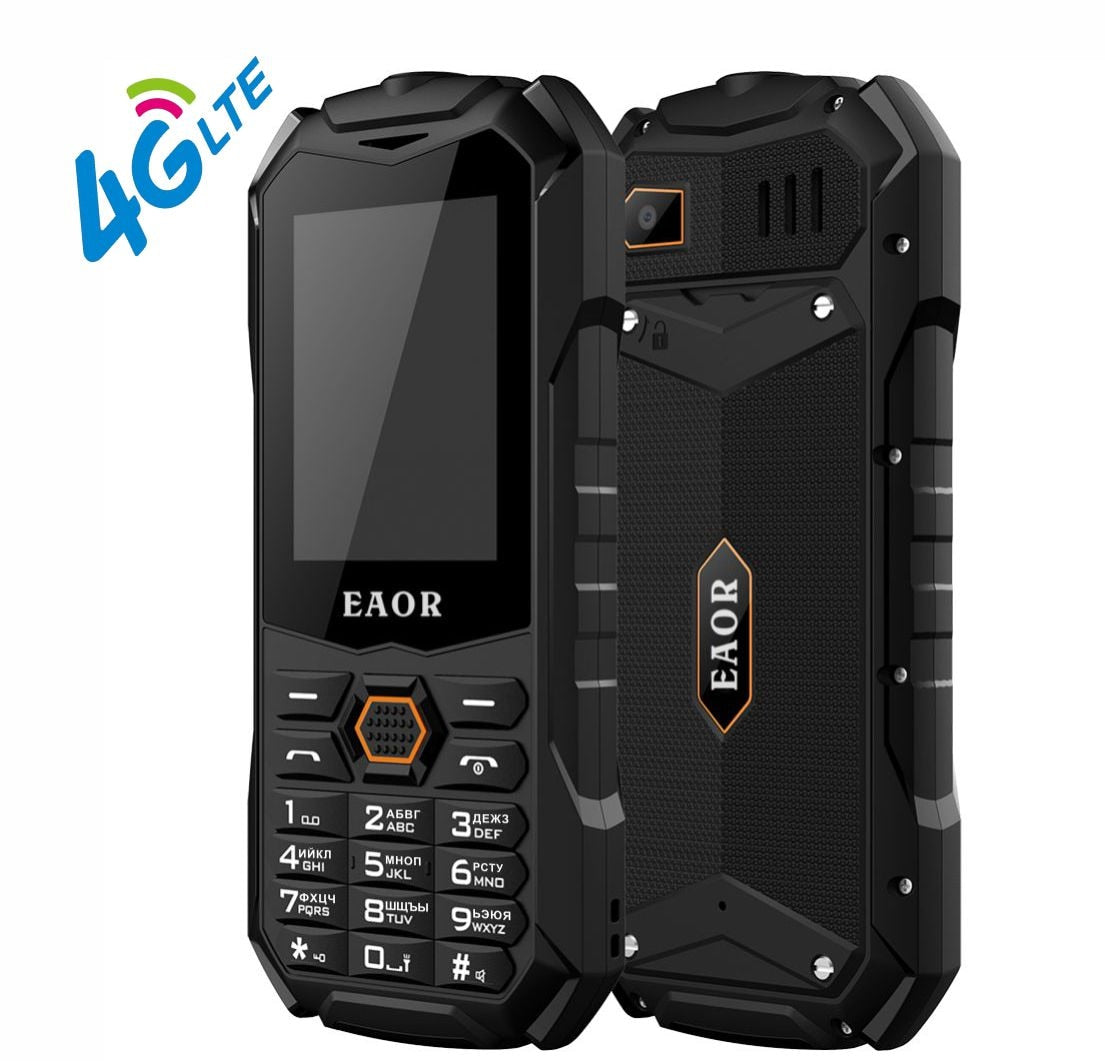 EAOR 4G/2G Slim Rugged Phone IP68 Waterproof Outdoor Keypad Phones Big Battery Dual SIM Feature Phone with Glare Torch