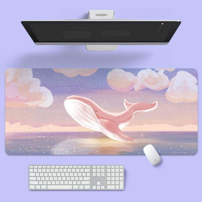 Purple Clouds Landscape Mouse Pad Large Office Desks Computer Mat Deskpad Non-Slip Rubber Bottom Keyboard Mat Office Desktop Pad