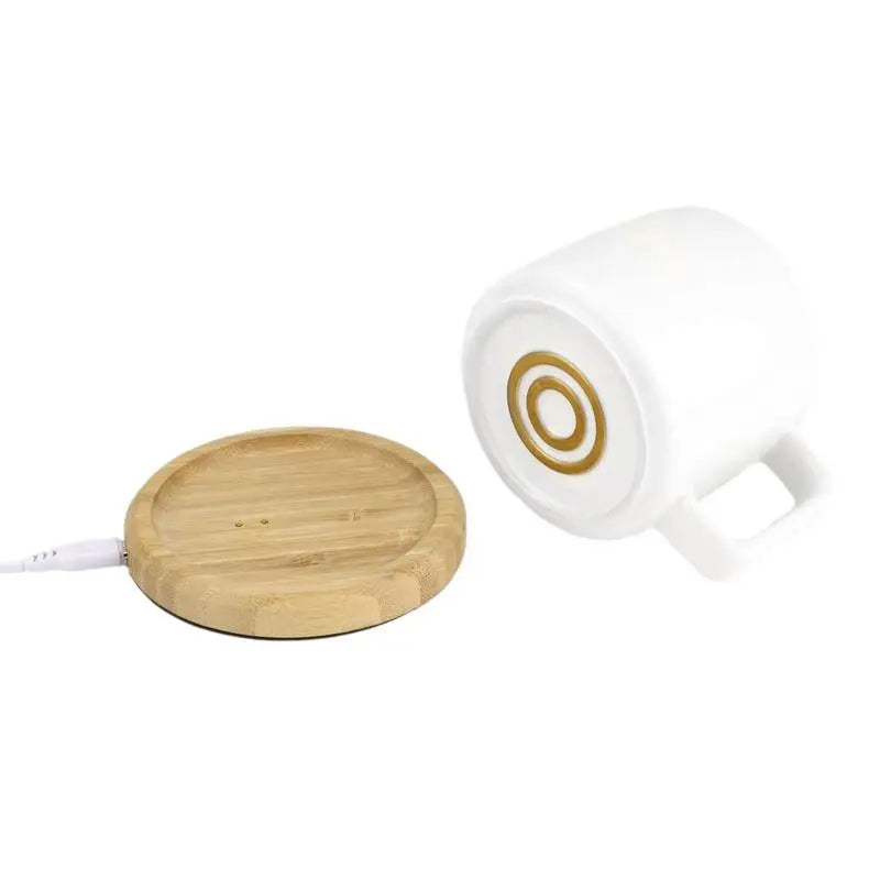 Heated Coffee Mug Electric Cup Heater Coffee Mug With Bamboo Base Electric Coffee Warmer Smart Coffee Warmers For Office Desk