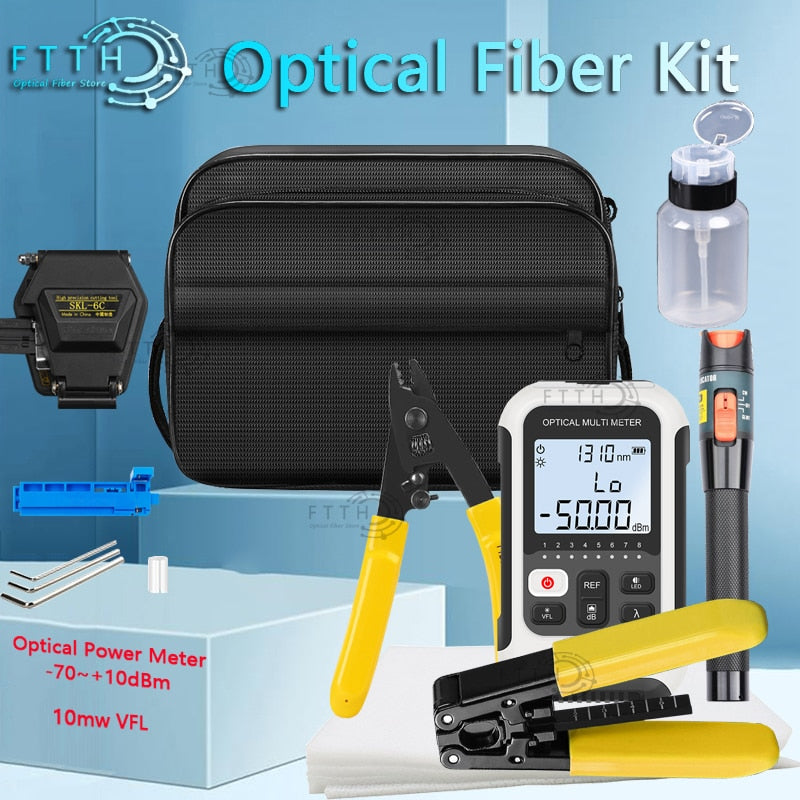 FTTH Fiber Optic Tool Kit with Fiber Optic Power Meter and 10mW Visual Fault Locator FC-6C/SKL-6C Fiber Cleaver FTTH tool
