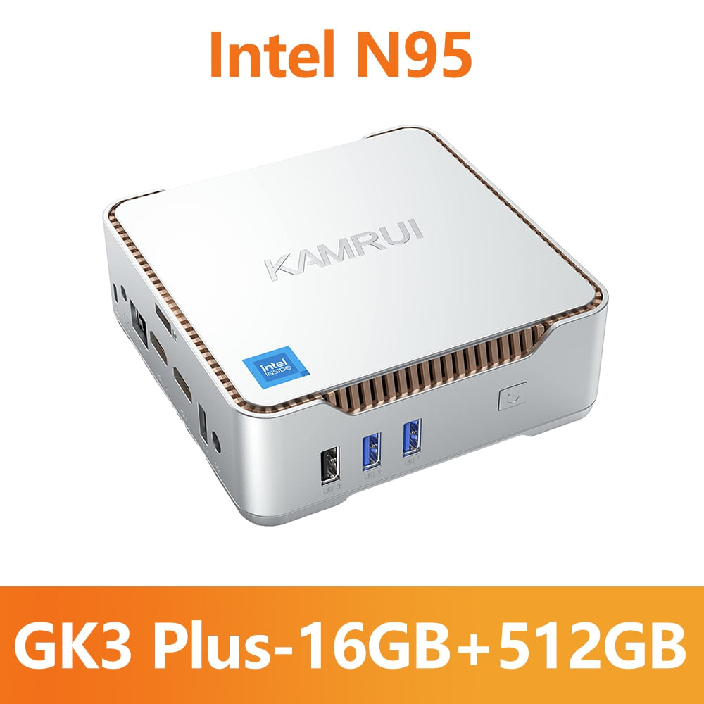KAMRUI GK3V Plus Mini PC Gamer Windows 11 Pro Intel 12th Alder Lake N95 DR4 16GB 512GB WIFI5 ,Bluetooth 4.2 VGA Gaming Computer