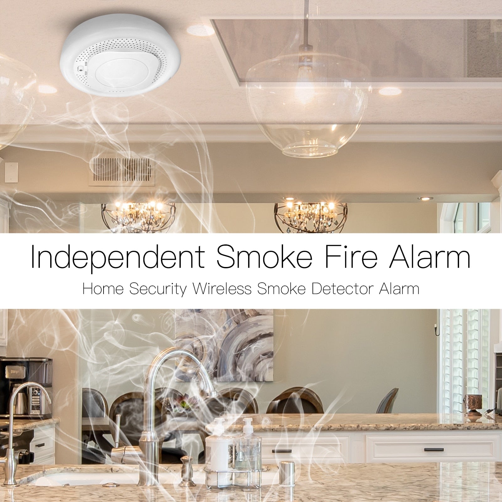 Tuya Smart Zigbee Smoke Detector Sensor Smart Home Security Alarm System Smart Living Battery Powered Smoke Alarm Fire Fighting