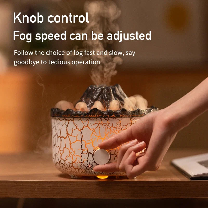 Volcano Lava Air Humidifier Aromatherapy Essential Oils Diffuser Remote Control Jellyfish Smoke Ring Flame Humidifier With Light