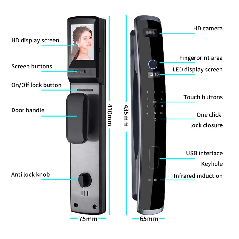 Fully Automatic WIFI APP 3D Face Recognition Smart Lock Fingerprint Biometric Card Key Digital Lock Home Smart Lock