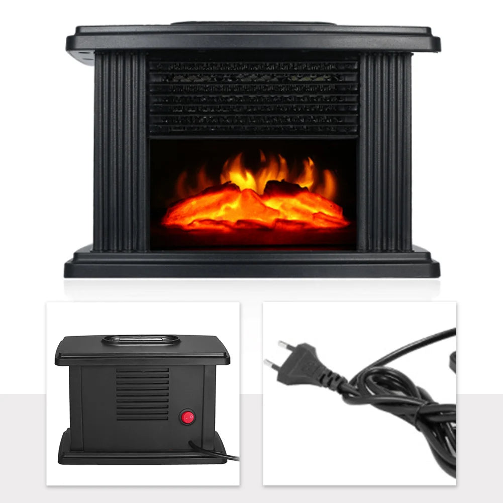 1000W Electric Fireplace Heater With Remote Control Flame Heater Indoor Space Stove Portable Desktop Hot Fan Winter Heater