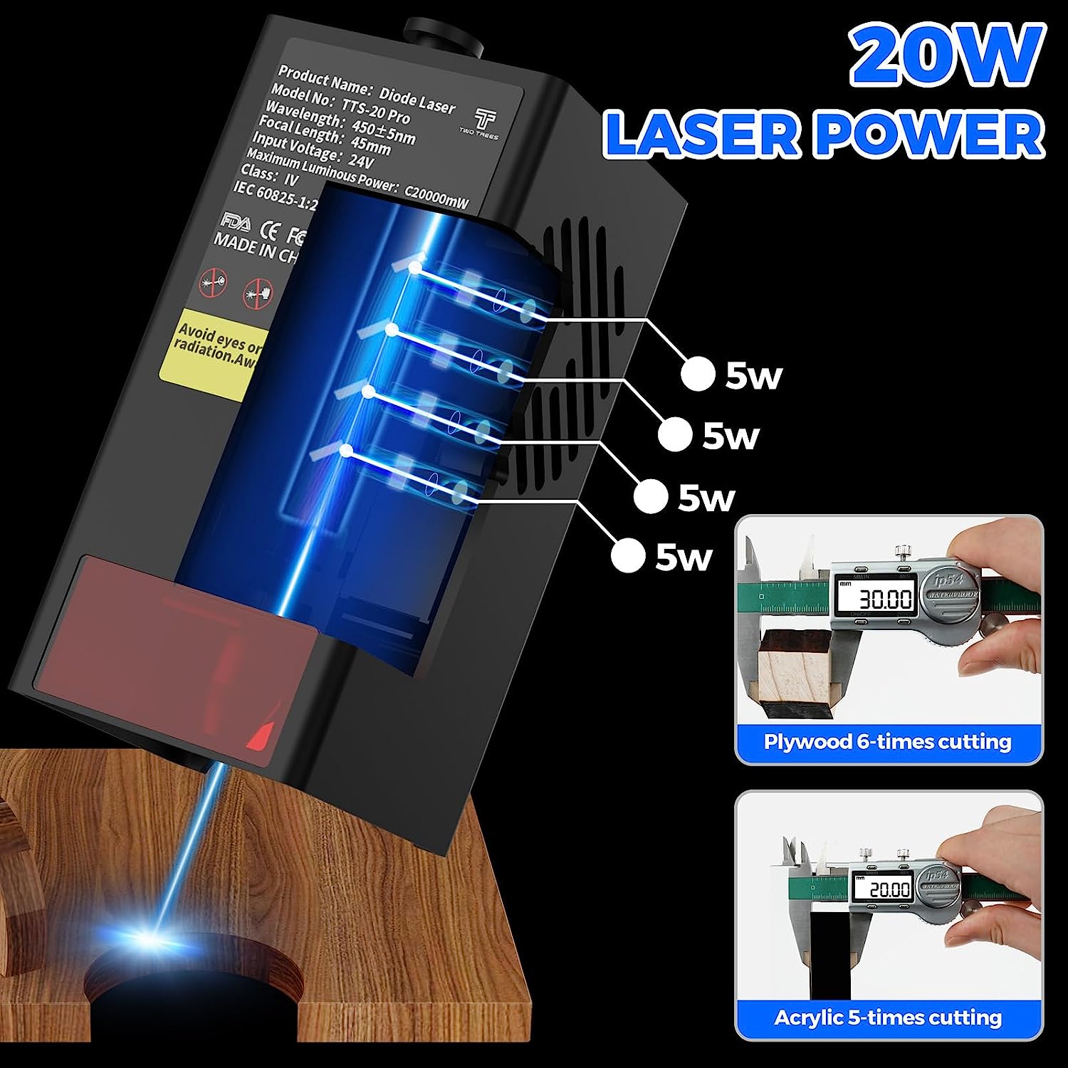 NEW 160W Laser Engraving Machine TTS20pro ESP32 master control Multiple Materials DIY wood Laser Engraver Cutting Machines