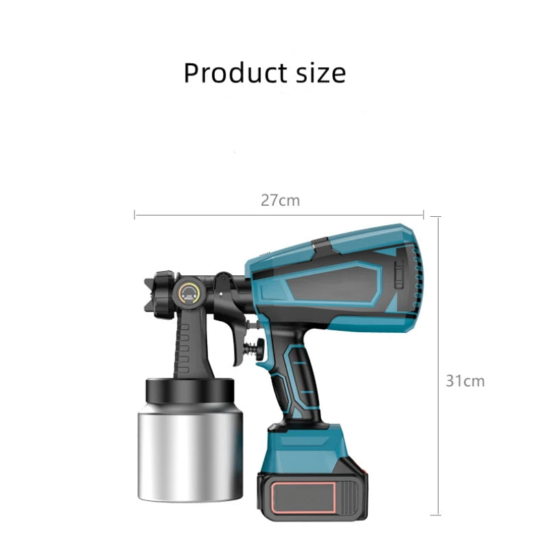 1000ML Electric Cordless Spray Gun Paint Sprayer Auto Furniture Steel Coating Airbrush 5 Nozzle Compatible for Makita Battery
