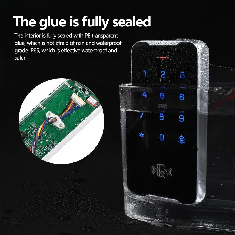 IP68 Access Control Keyboard RFID Keyboard System 125KHz Card Reader Metal Shell Touch Screen Door Lock Card Reader