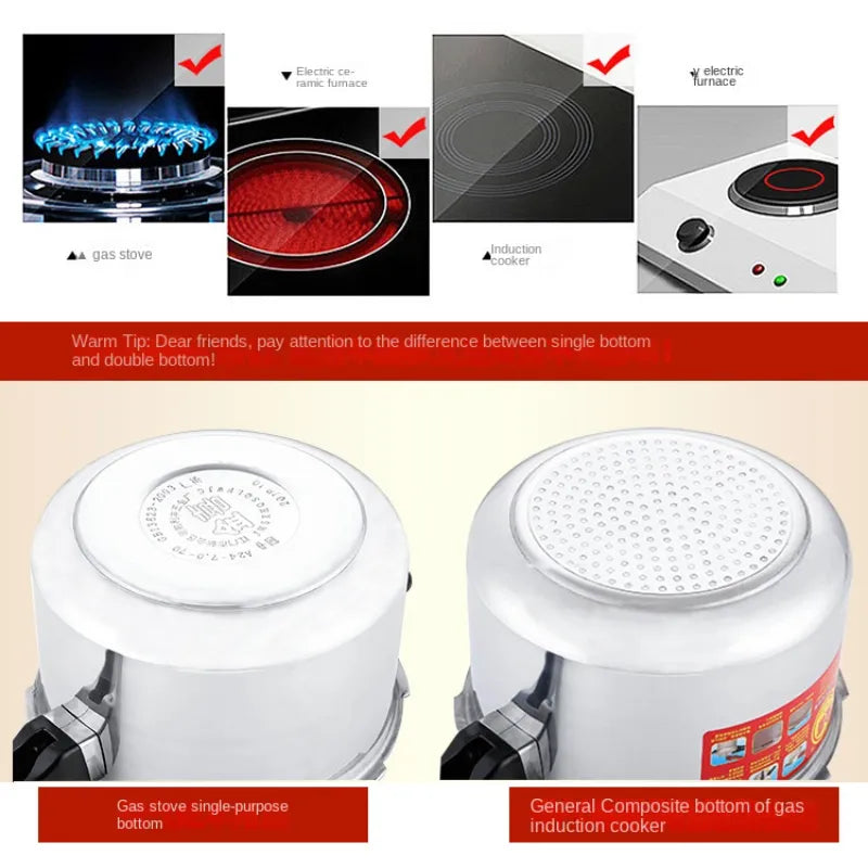 18/20/22cm Kitchen Pressure Cooker Electric Stove Gas Stove Energy-saving Safety Cooking Utensils Outdoor Camping 3/4/5L